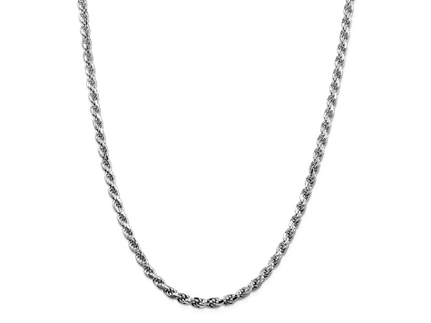 Rhodium Over Sterling Silver 4.75mm Diamond-cut Rope Chain