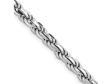 Rhodium Over Sterling Silver 4.75mm Diamond-cut Rope Chain