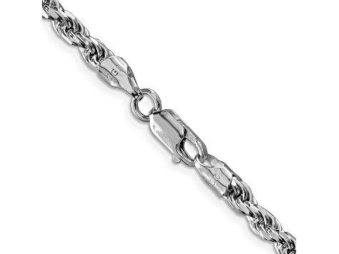 Rhodium Over Sterling Silver 4.75mm Diamond-cut Rope Chain