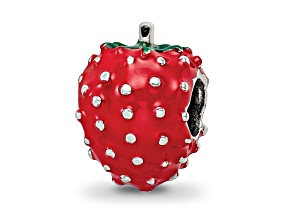 Sterling Silver Kids Enameled Strawberry Bead