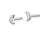 Rhodium Over Sterling Silver Crescent Moon Children's Post Earrings