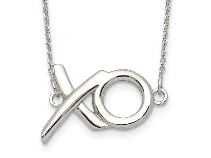 Sterling Silver Polished XO with 2-inch Extension Necklace
