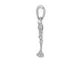 Rhodium Over Sterling Silver Polished 3D Flamingo Pendant