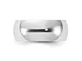 Rhodium Over Sterling Silver 8mm Half-Round Band