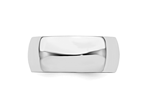 Rhodium Over Sterling Silver 8mm Half-Round Band