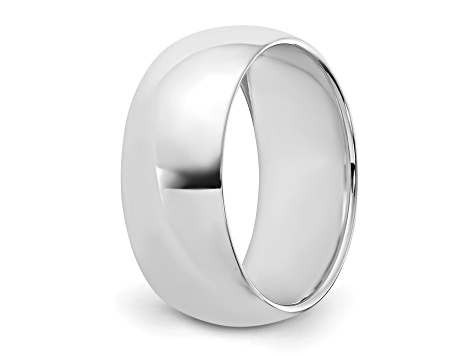 Rhodium Over Sterling Silver 8mm Half-Round Band