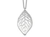 Sterling Silver Rhodium-plated Satin Cut-out Leaf Necklace