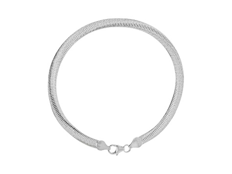 Sterling Silver Polished Herringbone Anklet