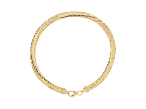 18K Yellow Gold Plated Polished Herringbone Anklet