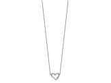 Rhodium Over Sterling Silver Heart with Cross 13-inch with 2-inch Extension Necklace