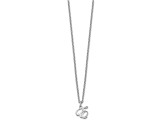 Rhodium Over Sterling Silver Letter E  Initial Necklace