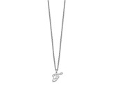 Rhodium Over Sterling Silver Letter F Initial Necklace