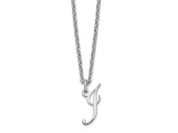 Rhodium Over Sterling Silver Letter I Initial Necklace