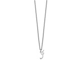 Rhodium Over Sterling Silver Letter I Initial Necklace