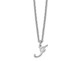 Rhodium Over Sterling Silver Letter J Initial Necklace