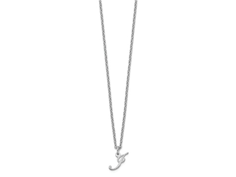 Rhodium Over Sterling Silver Letter J Initial Necklace