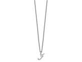 Rhodium Over Sterling Silver Letter J Initial Necklace