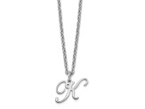 Rhodium Over Sterling Silver Letter K Initial Necklace