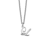 Rhodium Over Sterling Silver Letter L Initial Necklace