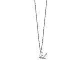 Rhodium Over Sterling Silver Letter L Initial Necklace