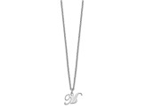 Rhodium Over Sterling Silver Letter M Initial Necklace