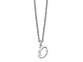 Rhodium Over Sterling Silver Letter O Initial Necklace