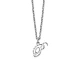 Rhodium Over Sterling Silver Letter P  Initial Necklace