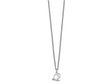 Rhodium Over Sterling Silver Letter Q Initial Necklace