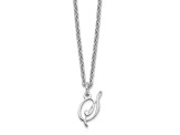 Rhodium Over Sterling Silver Letter S  Initial Necklace