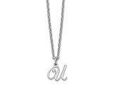 Rhodium Over Sterling Silver Letter U  Initial Necklace