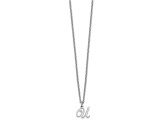 Rhodium Over Sterling Silver Letter U  Initial Necklace