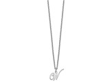 Rhodium Over Sterling Silver Letter W  Initial Necklace