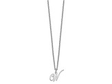 Rhodium Over Sterling Silver Letter W Initial Necklace