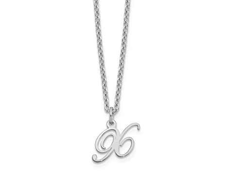 Rhodium Over Sterling Silver Letter X Initial Necklace
