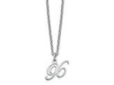 Rhodium Over Sterling Silver Letter X Initial Necklace