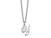 Rhodium Over Sterling Silver Letter Y Initial Necklace