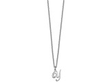 Rhodium Over Sterling Silver Letter Y Initial Necklace