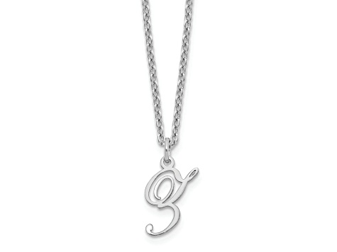 Rhodium Over Sterling Silver Letter Z  Initial Necklace