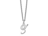 Rhodium Over Sterling Silver Letter Z  Initial Necklace