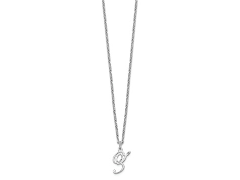 Rhodium Over Sterling Silver Letter Z  Initial Necklace