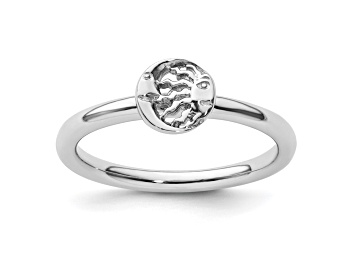 Picture of Sterling Silver Stackable Expressions Rhodium Sun/Moon Ring