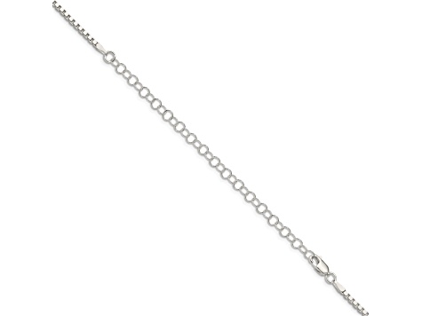 Sterling Silver 2mm Box Chain with 4-inch Extension Necklace