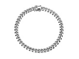 Rhodium Plated Sterling Silver 7.3mm Miami Cuban Link Bracelet