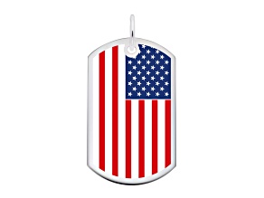 Silver Dog Tag USA Flag Charm