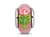 Sterling Silver Pink Hand-blown Glass Bead