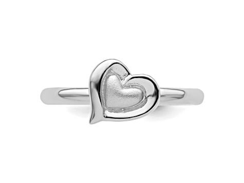 Sterling Silver Stackable Expressions Rhodium Heart Ring