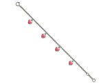 Rhodium Over Sterling Silver Childs Enamel Hearts 5.5-inch with 0.5-inch Extension Bracelet