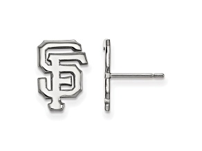 Rhodium Over Sterling Silver MLB LogoArt San Francisco Giants Post Earrings