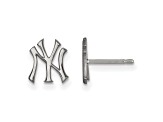 Rhodium Over Sterling Silver MLB LogoArt New York Yankees N-Y Post Earrings