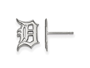 Rhodium Over Sterling Silver MLB LogoArt Detroit Tigers Post Earrings